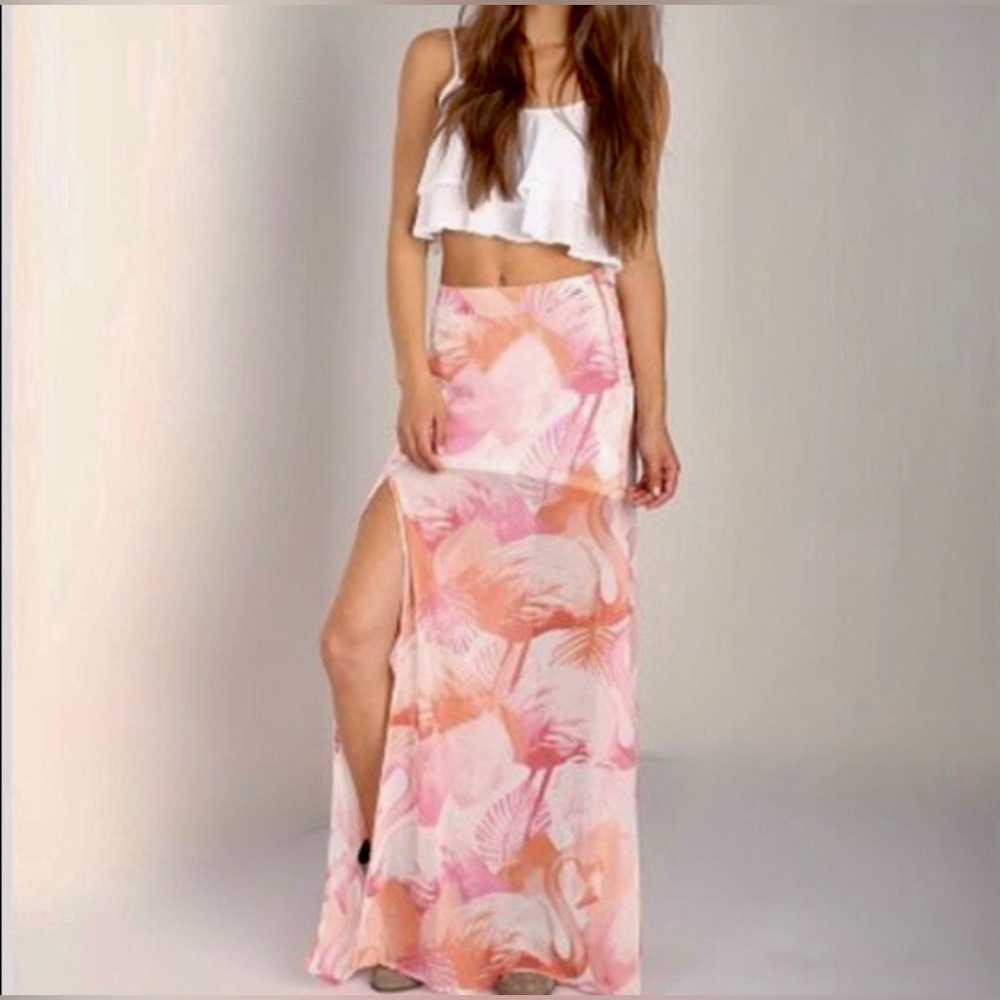Show Me Your Mumu Medium Flamingo Skirt with Slit